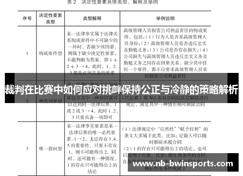 裁判在比赛中如何应对挑衅保持公正与冷静的策略解析