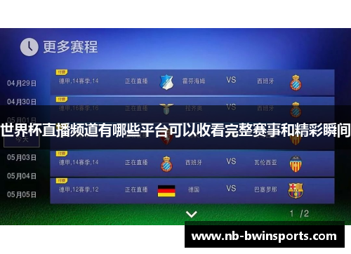 世界杯直播频道有哪些平台可以收看完整赛事和精彩瞬间
